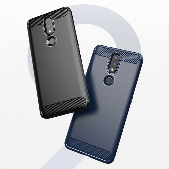 Carbon Case Flexible Cover TPU Case for Nokia 2.4 black