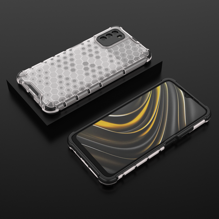 Honeycomb Case armor cover with TPU Bumper for Xiaomi Poco M3 transparent