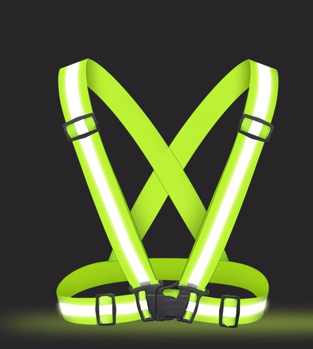 Adjustable reflective harness for a running bike - yellow