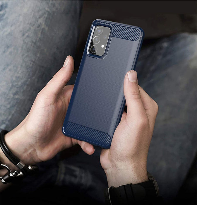 Carbon Case Flexible Cover TPU Case for Samsung Galaxy A72 4G blue
