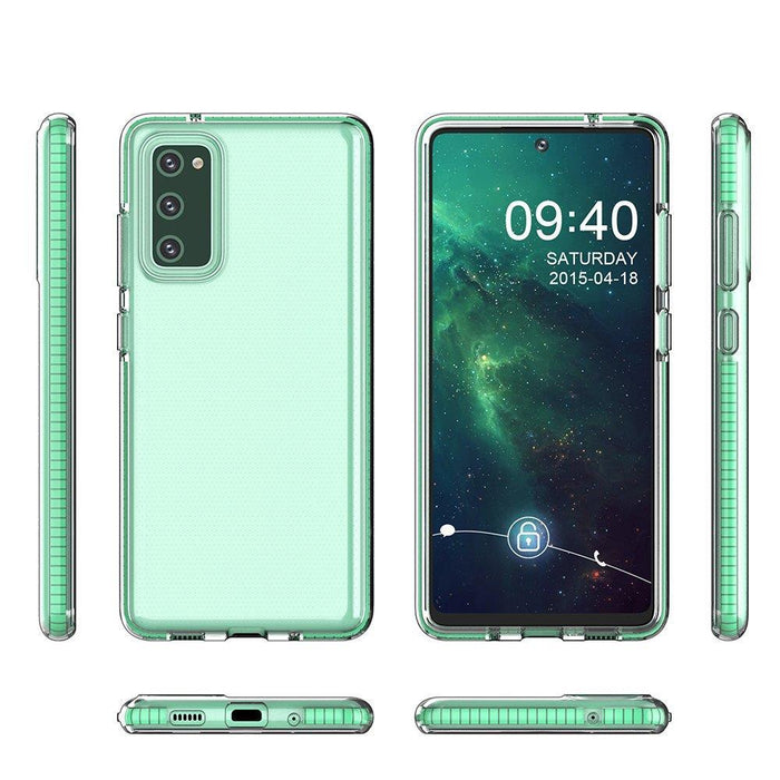 Spring Case clear TPU gel protective cover with colorful frame for Samsung Galaxy A02s EU light pink