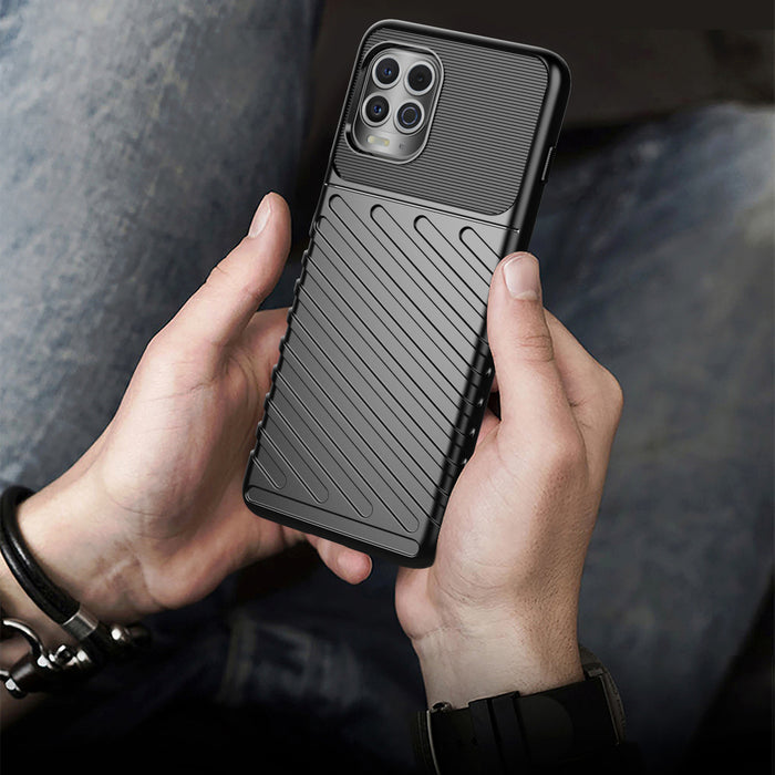 Thunder Case Flexible Tough Rugged Cover TPU Case for Motorola Moto G100 / Edge S black