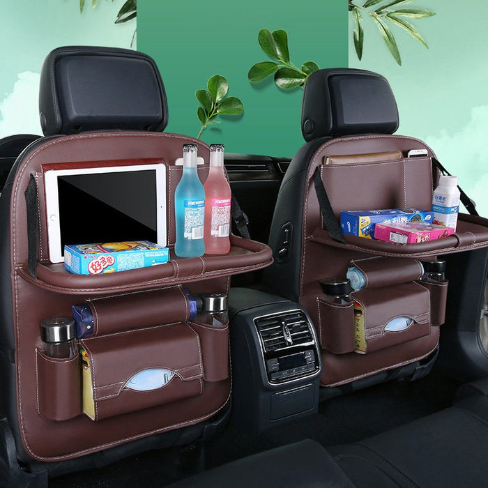 Car seat organizer seat protector seat cover shelf mini car table black