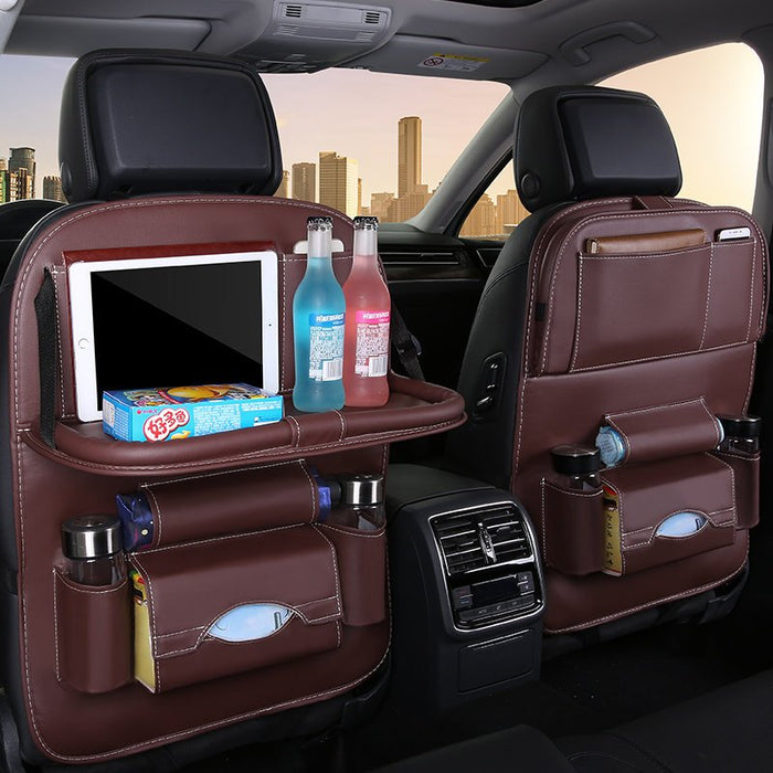Car seat organizer seat protector seat cover shelf mini car table black