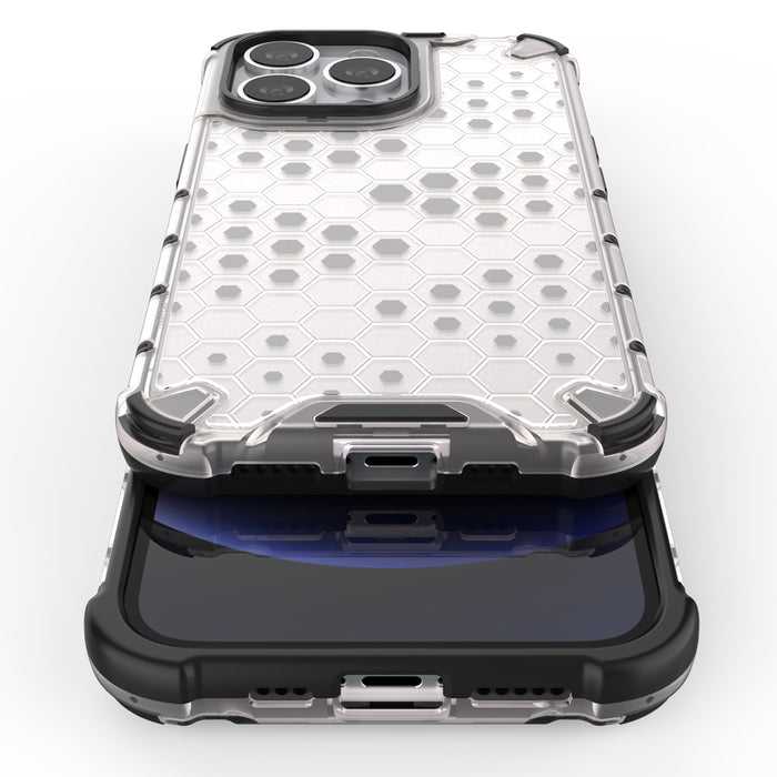 Honeycomb Case armor cover with TPU Bumper for iPhone 13 Pro transparent
