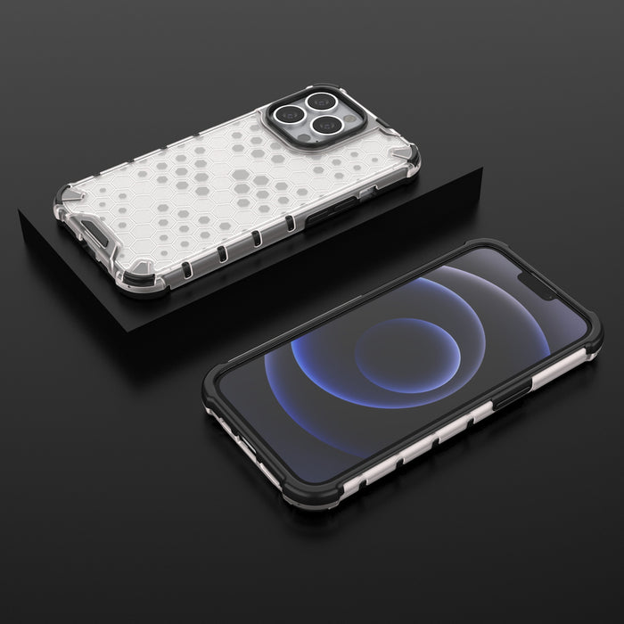 Honeycomb Case armor cover with TPU Bumper for iPhone 13 Pro transparent