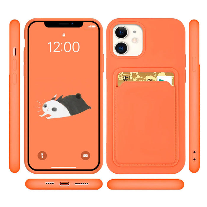 Card Case Silicone Wallet Wallet with Card Slot Documents for iPhone 12 Pro Max Orange