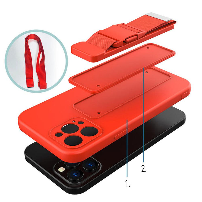Rope case gel case with a chain lanyard bag lanyard iPhone 8 Plus / iPhone 7 Plus red
