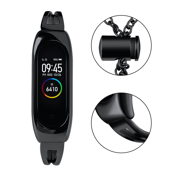 Metal bracelet for Xiaomi Mi Band 3 / 4 / 5 / 6 band strap - black
