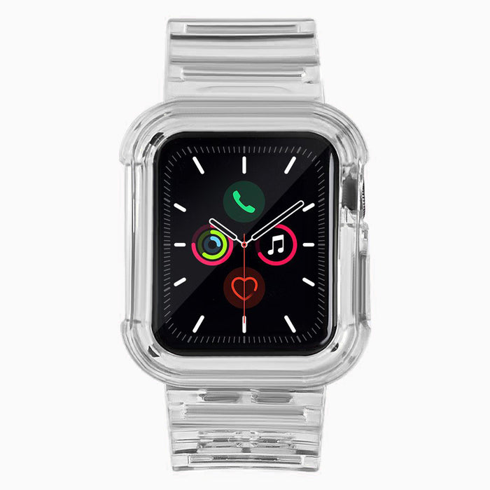 Silicone Band Strap Bracelet Case Strap Light Set for Apple Watch 44mm - Black
