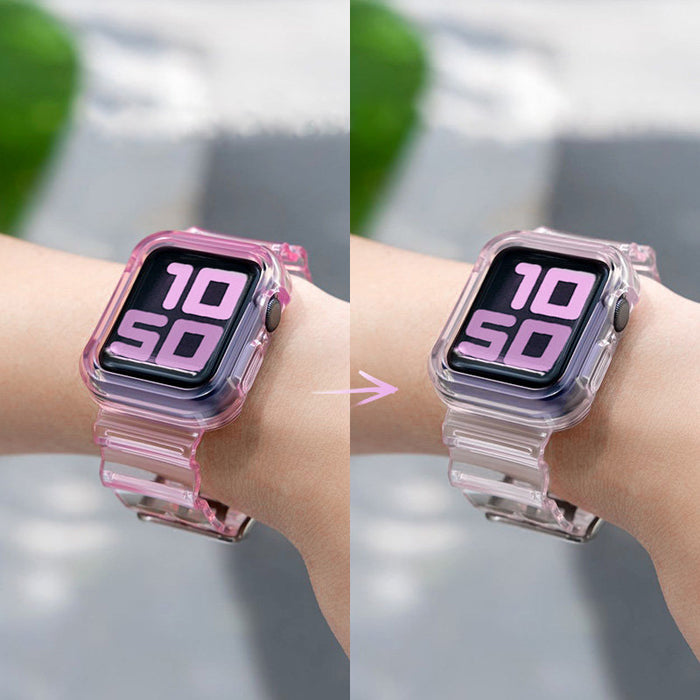 Silicone Band Strap Bracelet Case Strap Light Set for Apple Watch 44mm - Black