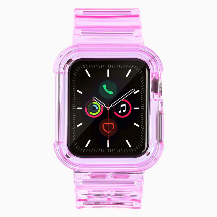 Silicone Band Strap Bracelet Case Strap Light Set for Apple Watch 44mm - Red