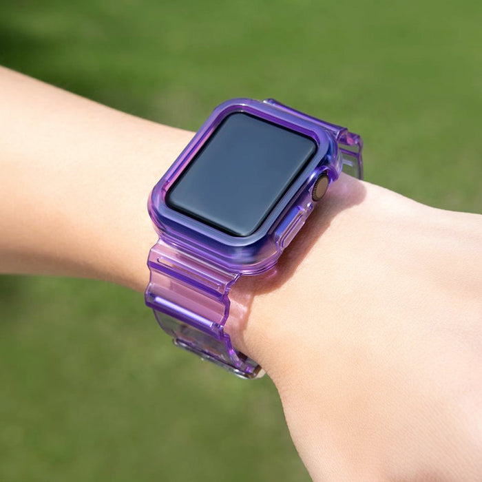 Silicone Band Strap Bracelet Case Strap Light Set for Apple Watch 44mm - Purple