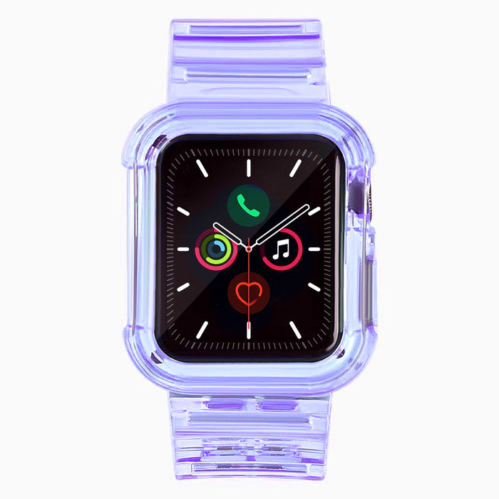 Silicone Band Strap Bracelet Case Strap Light Set for Apple Watch 44mm - Purple
