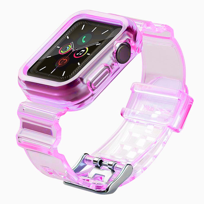Silicone Band Strap Bracelet Case Strap Light Set for Apple Watch 40mm - Red