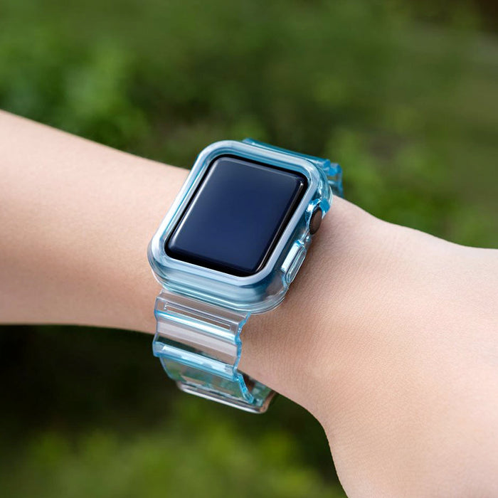 Silicone Band Strap Bracelet Case Strap Light Set for Apple Watch 38mm - Blue