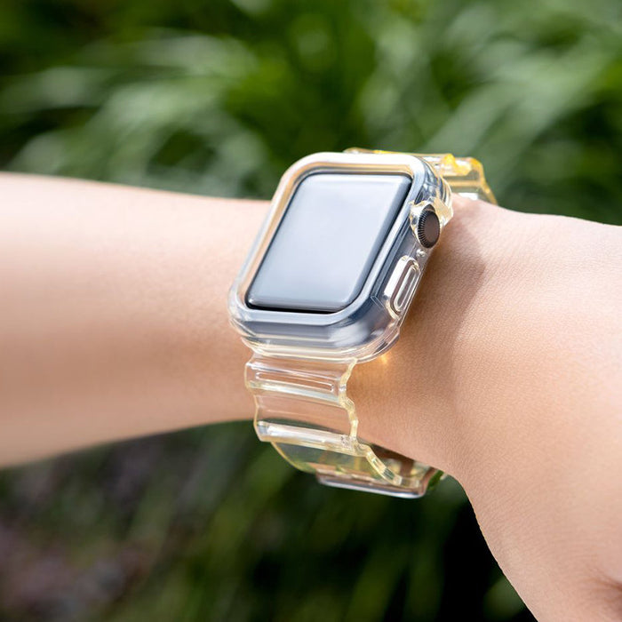 Silicone Band Strap Bracelet Case Strap Light Set for Apple Watch 38mm - Yellow