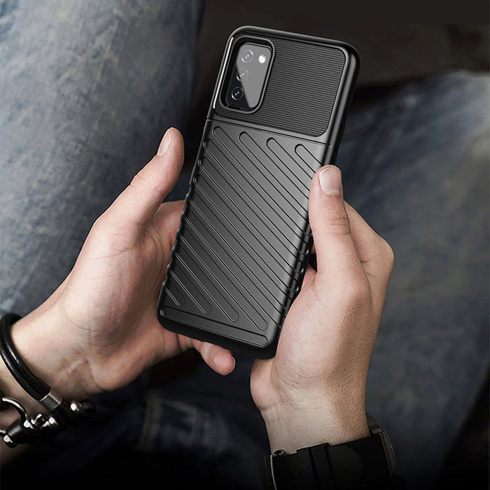 Thunder Case Flexible Tough Rugged Cover TPU Case for Samsung Galaxy A03s black