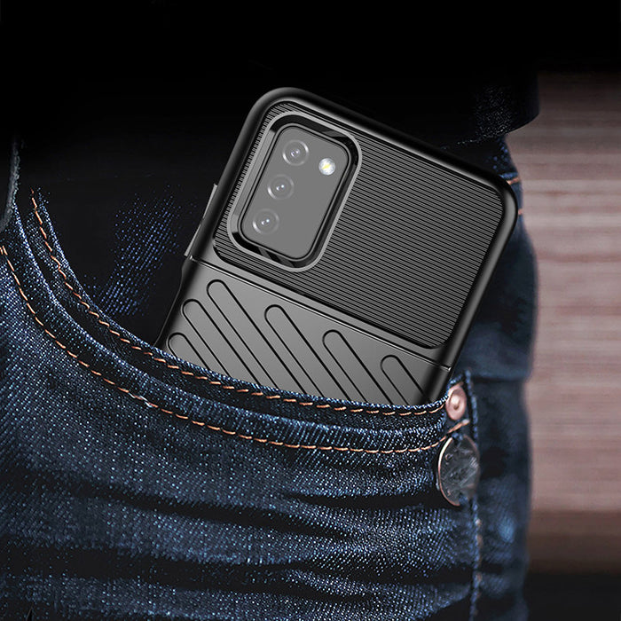 Thunder Case Flexible Tough Rugged Cover TPU Case for Samsung Galaxy A03s black