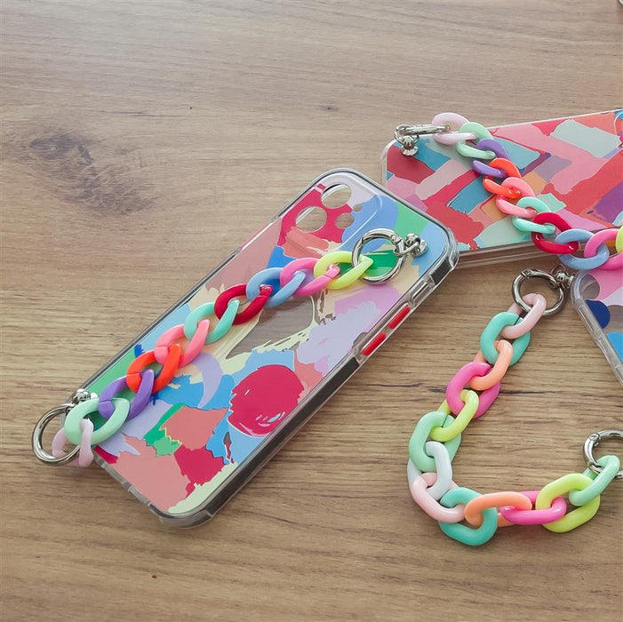 Color Chain Case gel flexible elastic case cover with a chain pendant for iPhone 8 Plus / iPhone 7 Plus multicolour