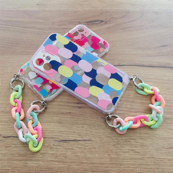 Color Chain Case gel flexible elastic case cover with a chain pendant for iPhone 8 Plus / iPhone 7 Plus multicolour