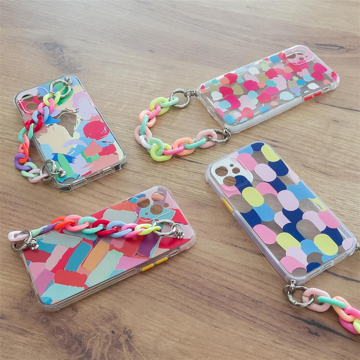 Color Chain Case gel flexible elastic case cover with a chain pendant for iPhone 8 Plus / iPhone 7 Plus multicolour
