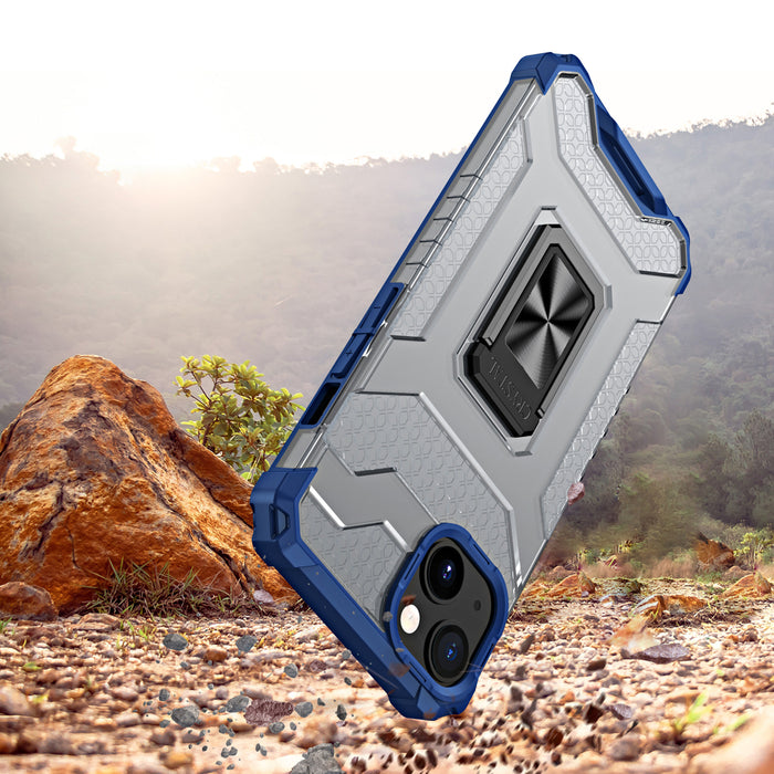 Crystal Ring Case Kickstand Tough Rugged Cover for iPhone 13 mini blue