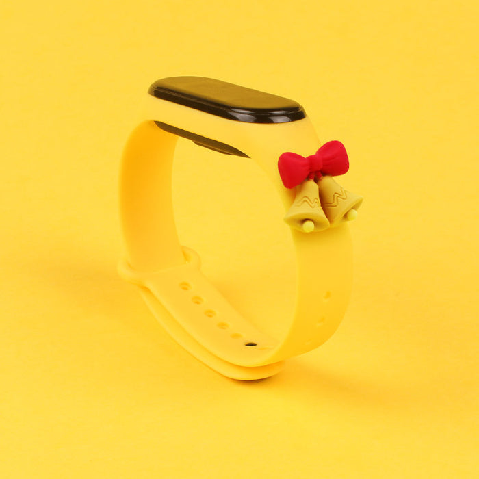 Strap Xmas for Xiaomi Mi Band 3 / 4 Christmas Silicone Bracelet Strap with Bells - Yellow