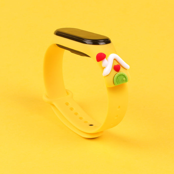 Strap Xmas for Xiaomi Mi Band 3 / 4 Christmas Silicone Strap Bracelet with House - Yellow