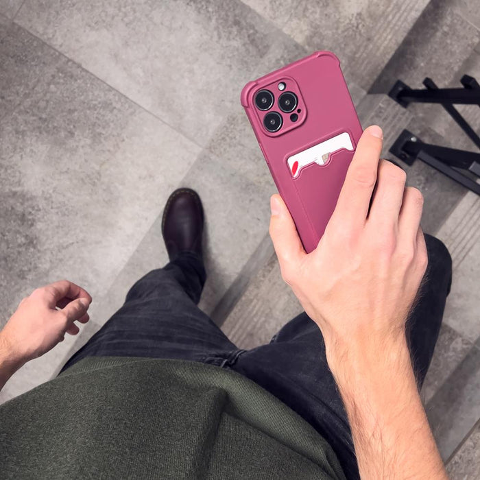 Card Armor Case Pouch Cover for iPhone 12 Pro Card Wallet Silicone Air Bag Armor Case Raspberry