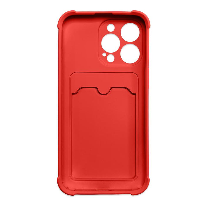 Card Armor Case Pouch Cover for iPhone 13 Pro Card Wallet Silicone Air Bag Armor Red