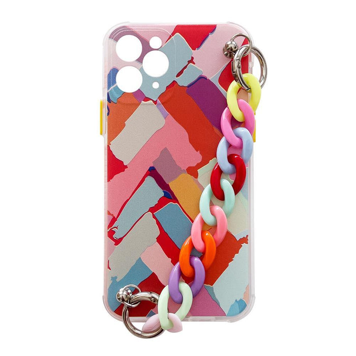 Color Chain Case gel flexible elastic case cover with a chain pendant for Samsung Galaxy S21 5G multicolour  (3)