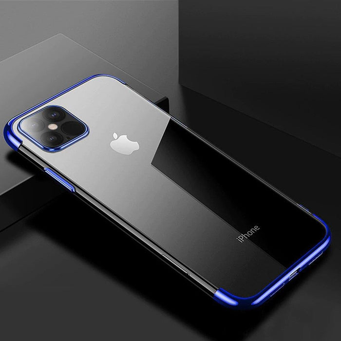 Clear Color Case Gel TPU Electroplating frame Cover for iPhone 13 mini blue