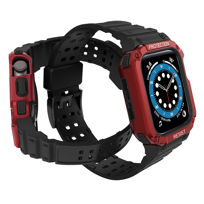 Protect Strap Band for Apple Watch 38/40/41mm Armored Case Strap - Black, Red