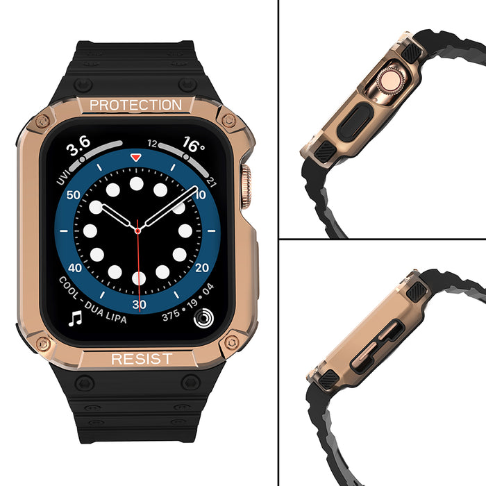 Protect Strap Band for Apple Watch 38/40/41mm Armored Case Strap - Black, Rose Gold