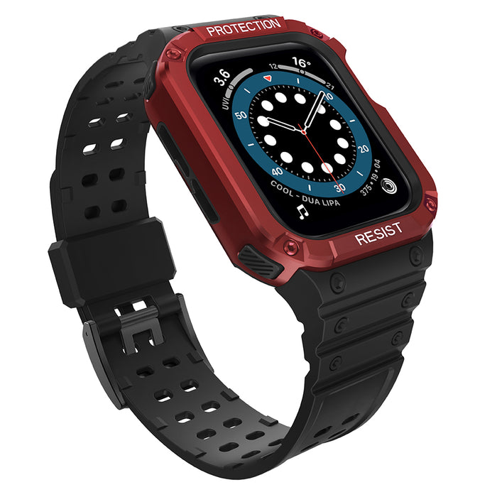 Protect Strap Band for Apple Watch 42/44/45mm Armored Case Strap - Black, Red
