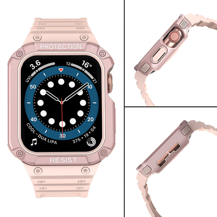 Protect Strap Band for Apple Watch 42/44/45mm Armored Case Strap - Pink