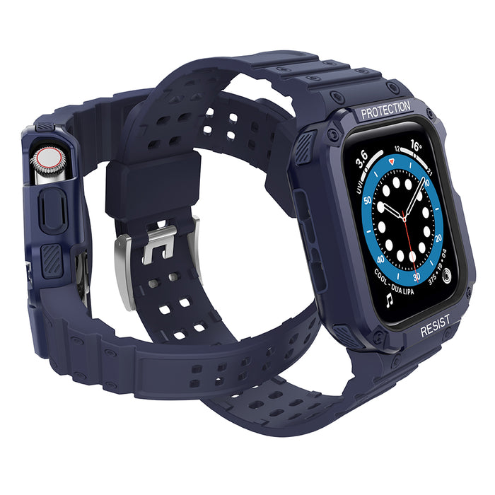 Protect Strap Band for Apple Watch 42/44/45mm Armored Case Strap - Blue