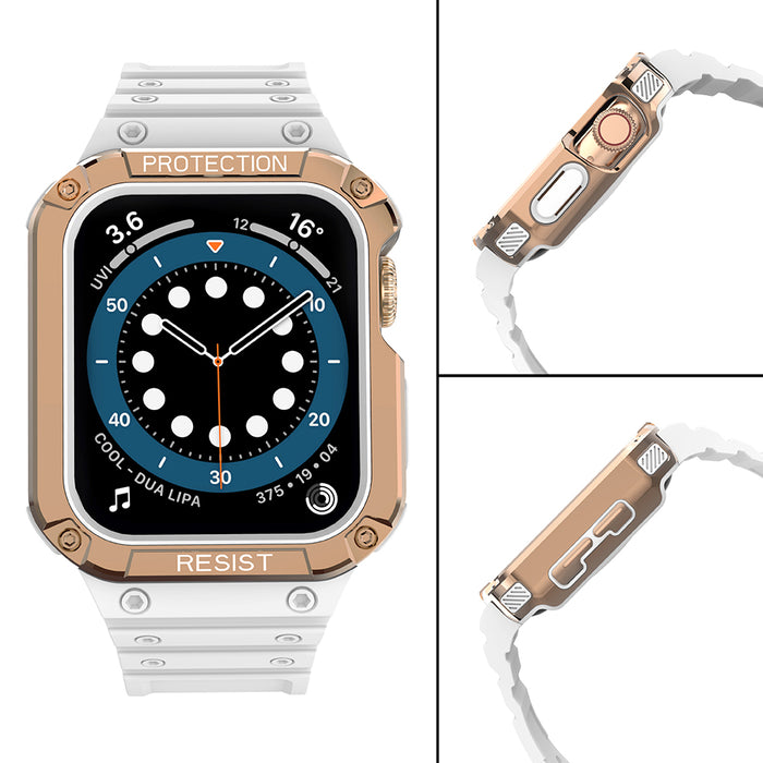 Protect Strap Band for Apple Watch 38/40/41mm Armored Case Strap - White, Rose Gold