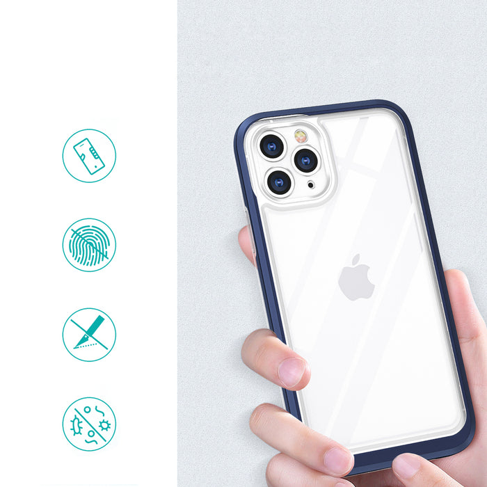 Clear 3in1 case for iPhone 11 Pro Max blue frame gel cover