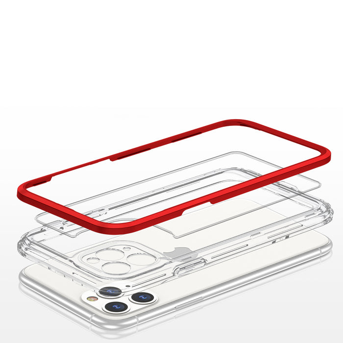 Clear 3in1 Case for iPhone 11 Pro Max Frame Cover Gel Red