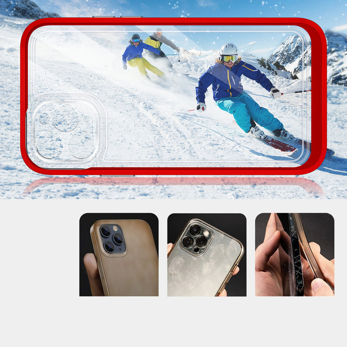 Clear 3in1 Case for iPhone 11 Pro Max Frame Cover Gel Red