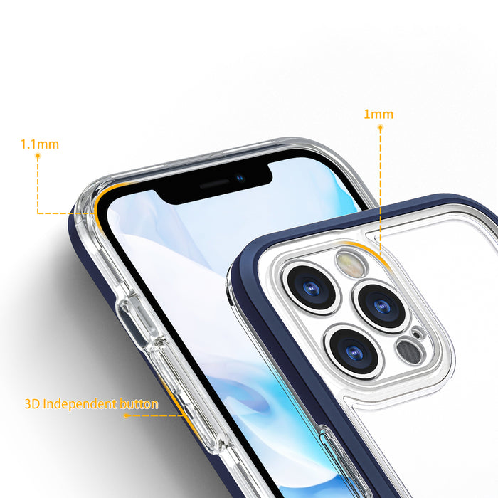 Clear 3in1 case for iPhone 12 Pro blue frame gel cover