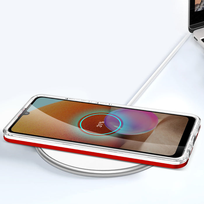 Clear 3in1 Case for Samsung Galaxy A32 5G Frame Gel Cover Red