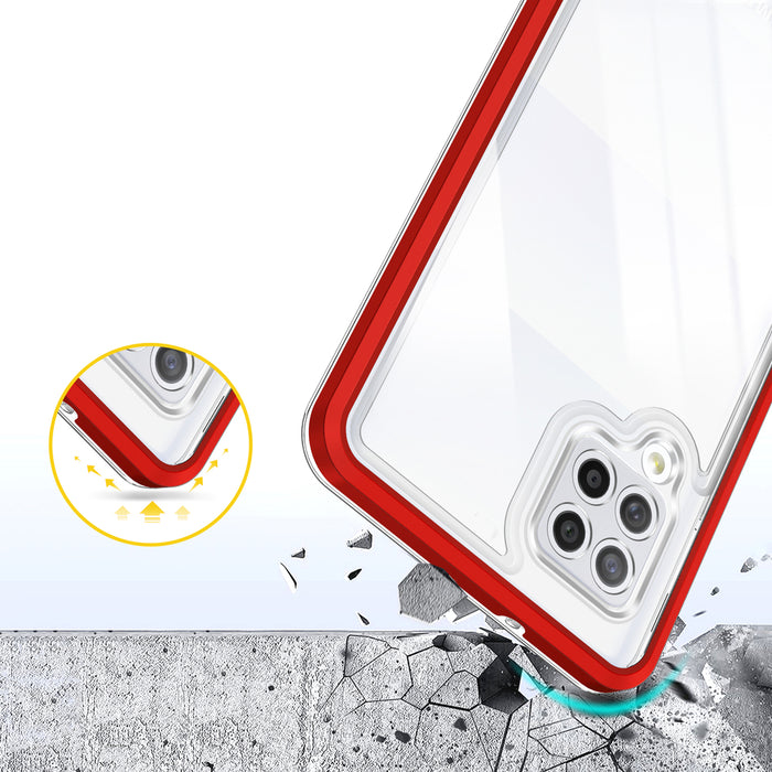 Clear 3in1 Case for Samsung Galaxy A42 5G Frame Gel Cover Red