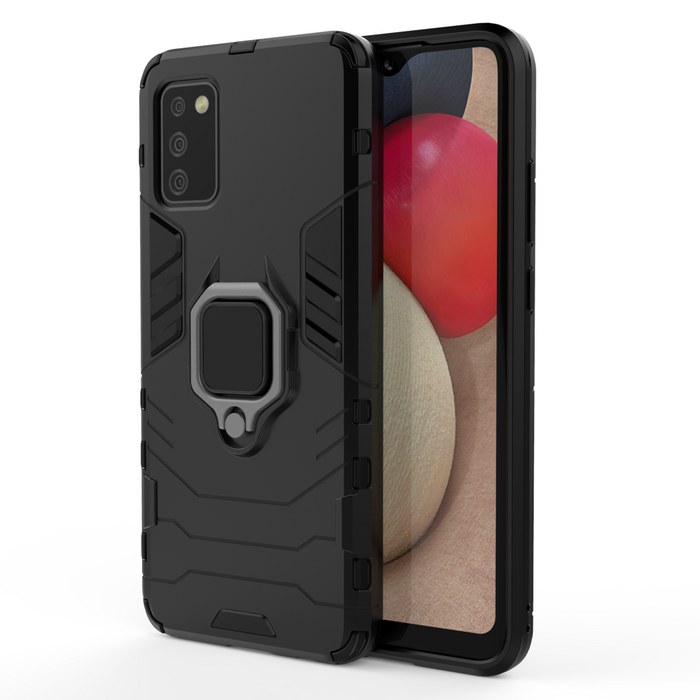 Ring Armor tough hybrid case cover + magnetic holder for Samsung Galaxy A03s (166.5) black