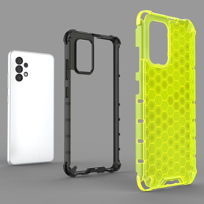 Honeycomb case armored cover with a gel frame for Samsung Galaxy A03s (166.5) blue