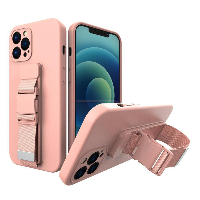 Rope Case Silicone Lanyard Cover Purse Lanyard Strap for Xiaomi Poco M4 Pro 5G Pink