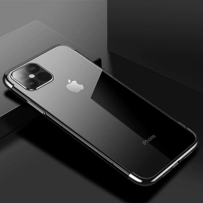 Clear Color case TPU gel cover with a metallic frame for Xiaomi Redmi Note 11S / Note 11 black