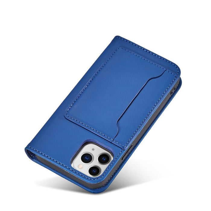Magnet Card Case for iPhone 12 cover card wallet card stand blue